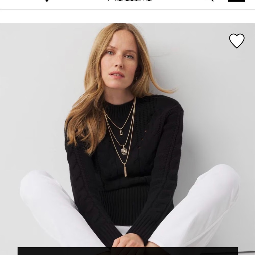 WHBM Cabled Mock Neck Pullover Sweater